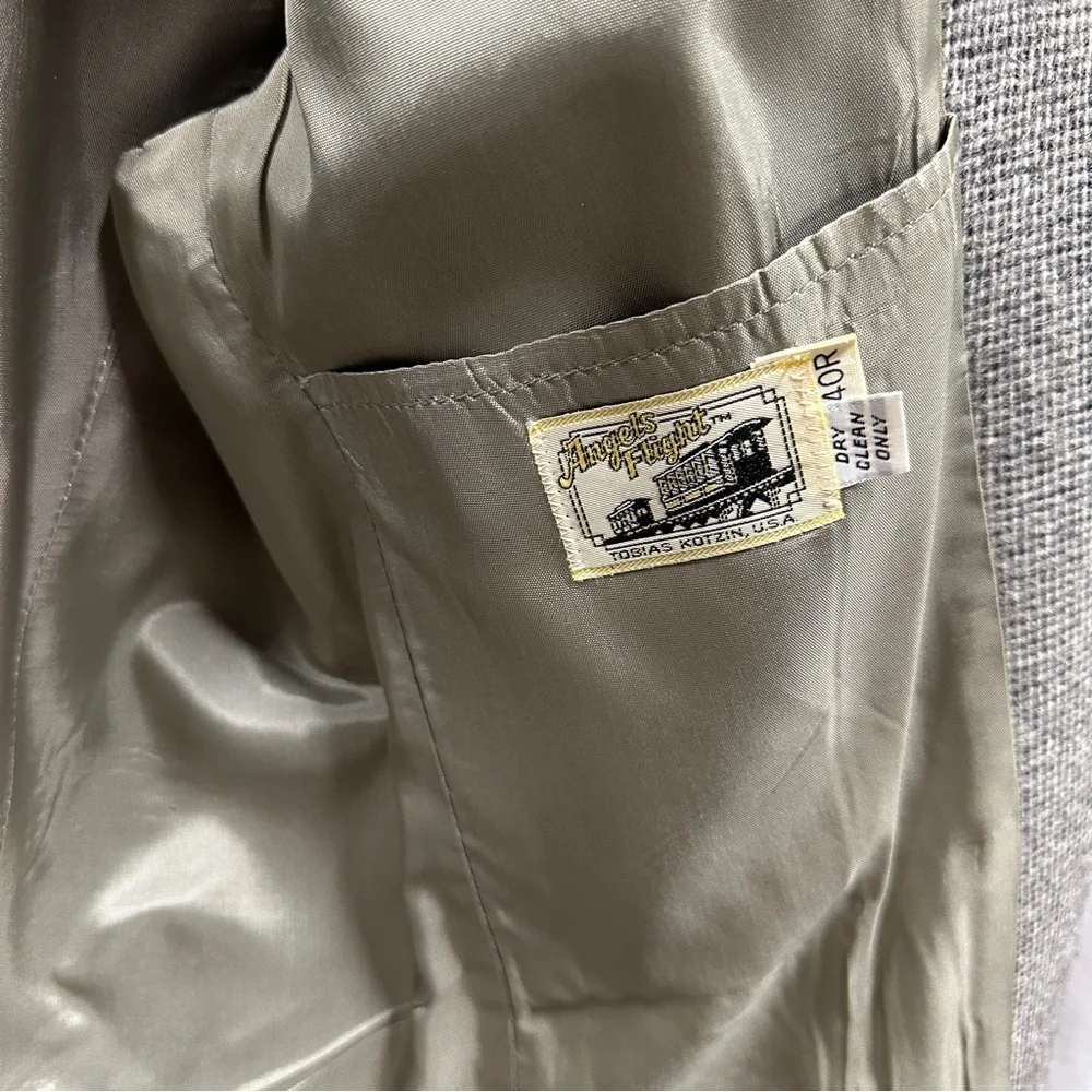 Vintage Angels Flight Tobias‎ Kotzin Men’s 40R Blazer Jacket Gray Wool Tweed USA